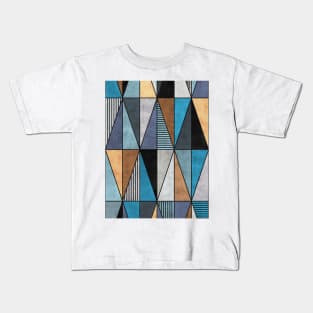 Colorful Concrete Triangles - Blue, Grey, Brown Kids T-Shirt